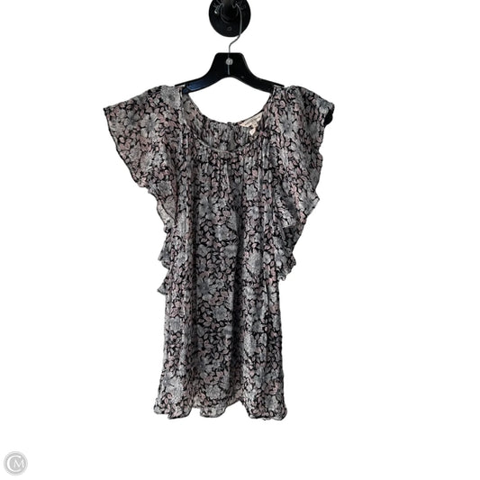 Top Short Sleeve By Rebecca Taylor In Black & Pink, Size: L