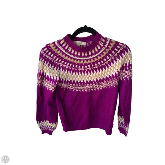 Sweater By Loft In Purple & Tan, Size: Xsp