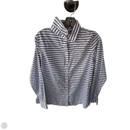 Top Long Sleeve By Banana Republic In Blue & White, Size: M