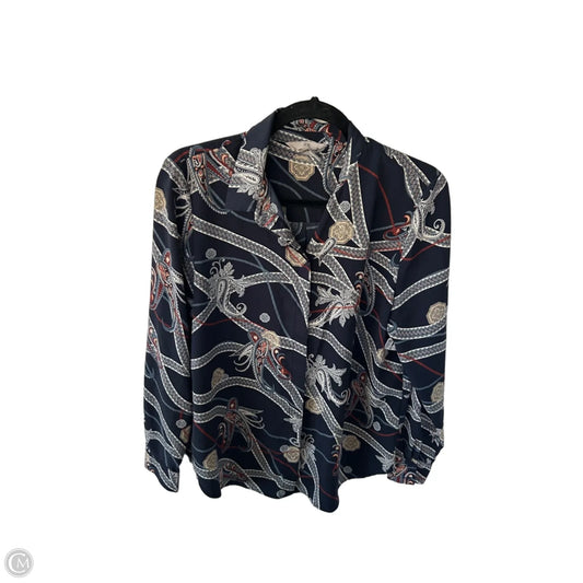 Top Long Sleeve By H&m In Blue & White, Size: M