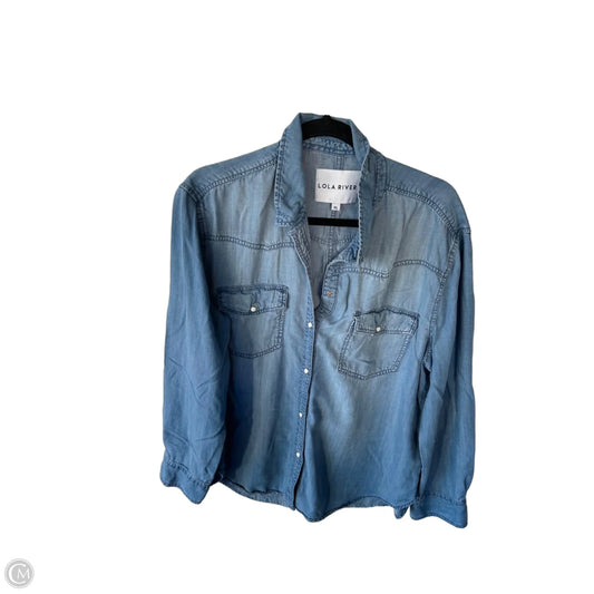 Top Long Sleeve By Lola River In Blue Denim, Size: Xl