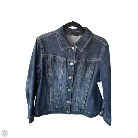 Jacket Denim By Chicos In Blue Denim, Size: L