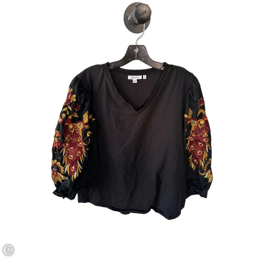 Top 3/4 Sleeve By Chicos In Black & Red, Size: Xl