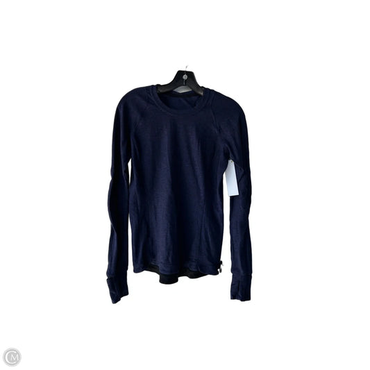 Athletic Top Long Sleeve Crewneck By Lululemon In Black & Blue, Size: S