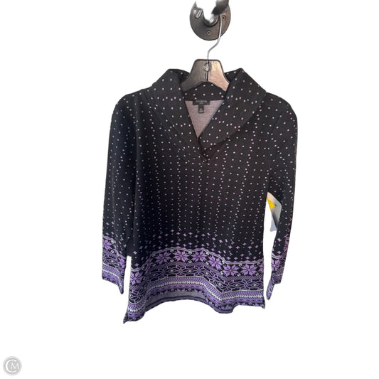 Top Long Sleeve By Talbots In Black & Purple, Size: Mp