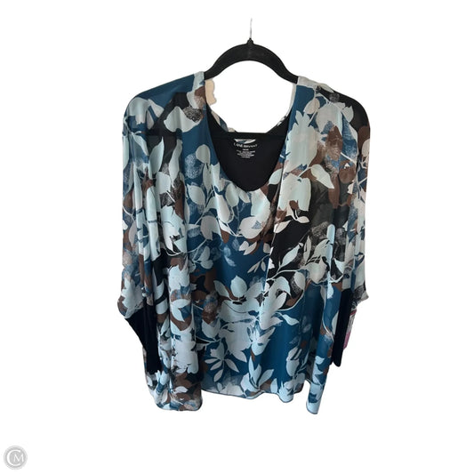 Top 3/4 Sleeve By Lane Bryant In Blue & Brown, Size: 1x