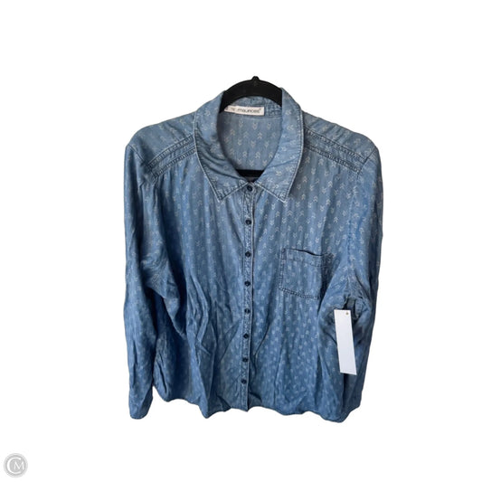 Top Long Sleeve By Maurices In Blue & White, Size: 2x