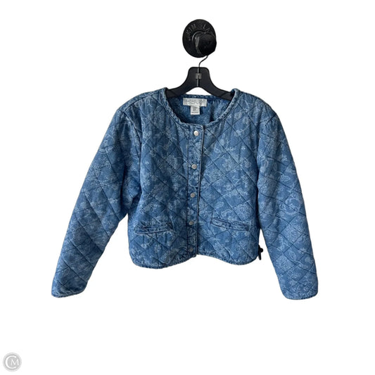 Jacket Puffer & Quilted By Rachel Zoe In Blue Denim, Size: L