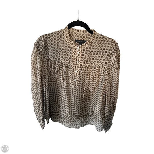 Top Long Sleeve By Banana Republic In Brown & Tan, Size: M