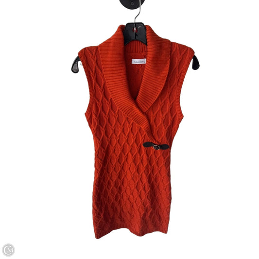 Dress Sweater By Calvin Klein In Orange, Size: M