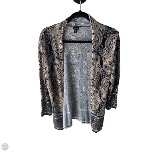 Sweater Cardigan By Rafaella In Grey & Tan, Size: M