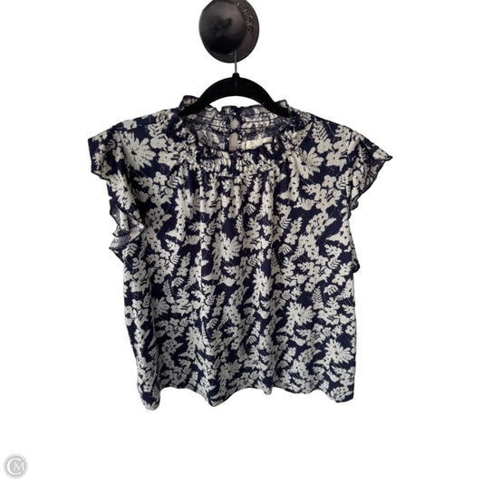Top Short Sleeve By Melloday In Blue & Cream, Size: L