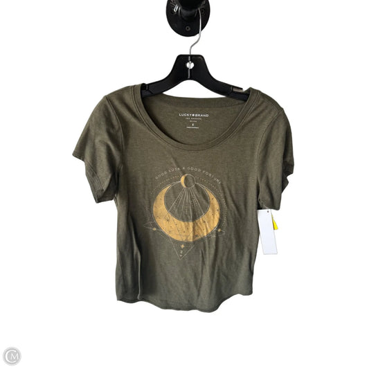 Top Short Sleeve Basic By Lucky Brand In Green & Yellow, Size: S