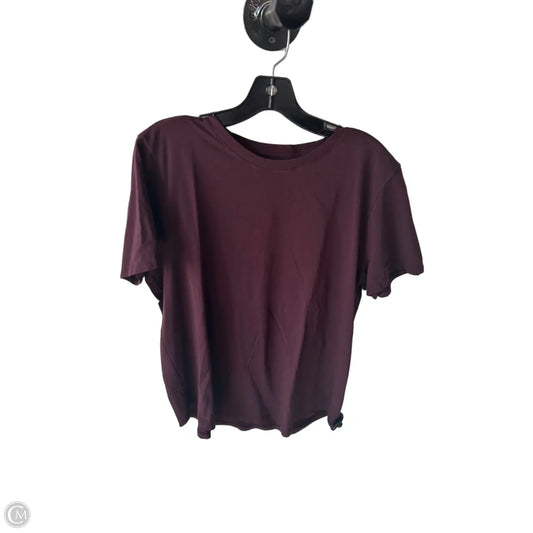 Athletic Top Short Sleeve By Lululemon In Maroon, Size: L