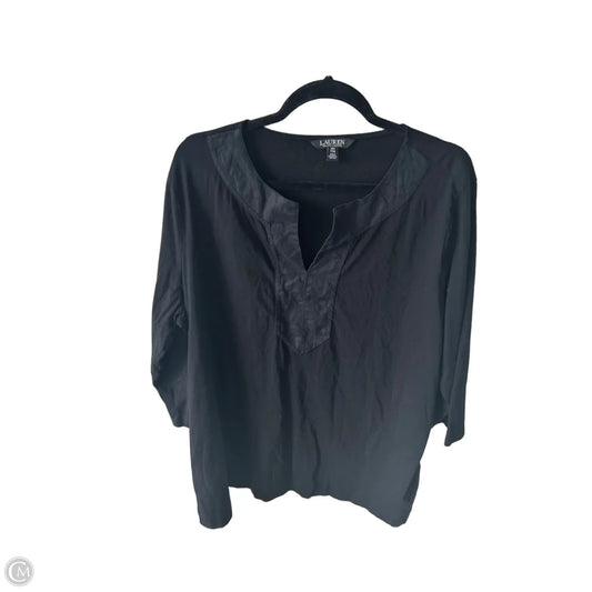 Top 3/4 Sleeve By Lauren By Ralph Lauren In Black, Size: 2x