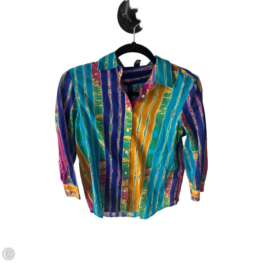 Top 3/4 Sleeve By Lauren By Ralph Lauren In Blue & Orange, Size: Xs