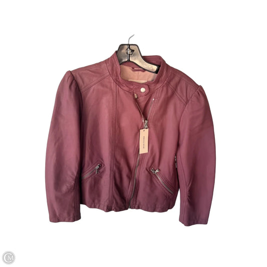 Jacket Moto Leather By Rebecca Taylor In Pink, Size: L