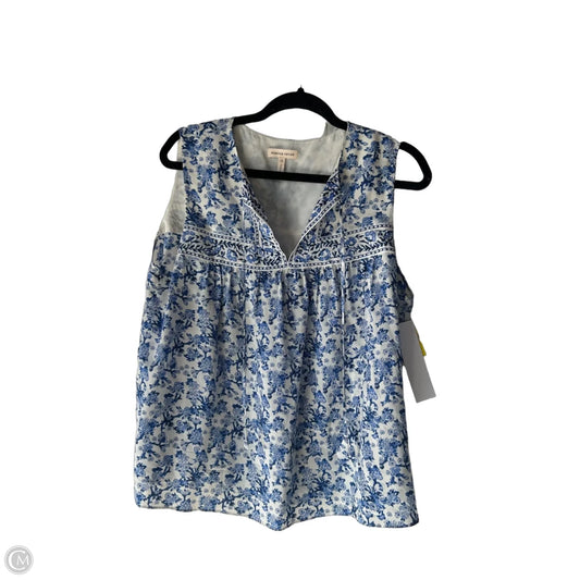 Top Sleeveless By Rebecca Taylor In Blue & White, Size: L