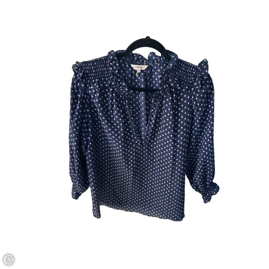 Top Long Sleeve By Rebecca Taylor In Blue & Pink, Size: M