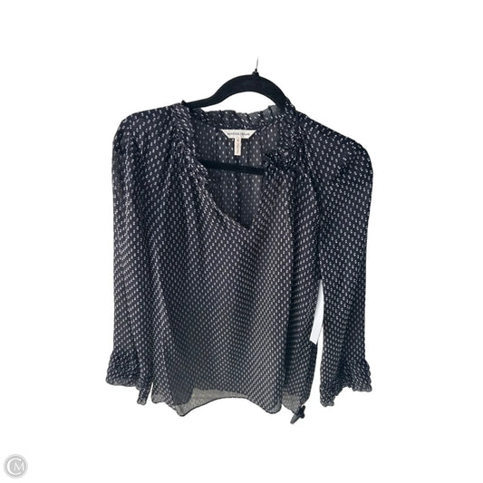 Top Long Sleeve By Rebecca Taylor In Blue & White, Size: M