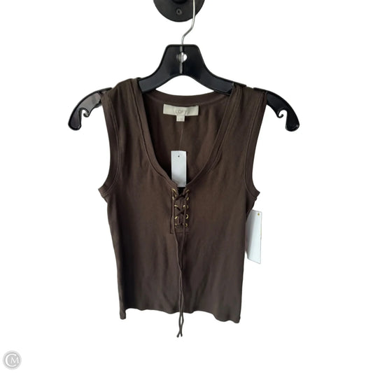 Top Sleeveless By Loft In Brown & Gold, Size: S