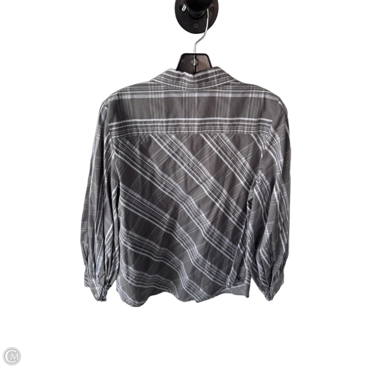 Top Long Sleeve By Chicos In Grey & White, Size: M