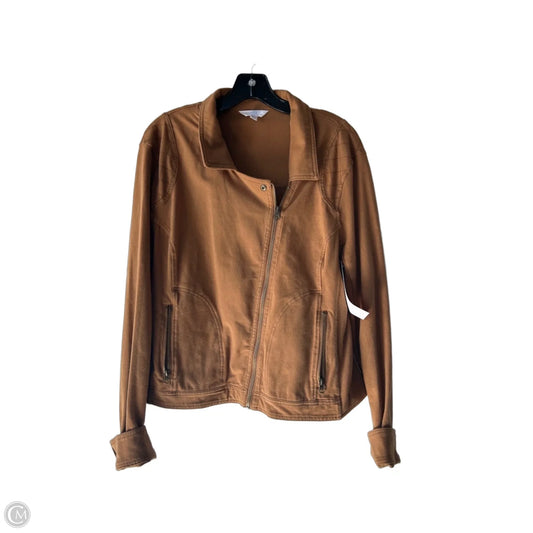 Jacket Moto By Time And Tru In Tan, Size: L