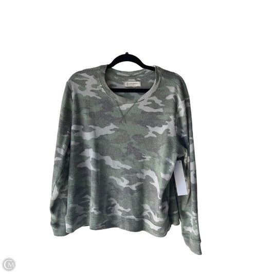 Top Long Sleeve Basic By Lucky Brand In Green & Grey, Size: L