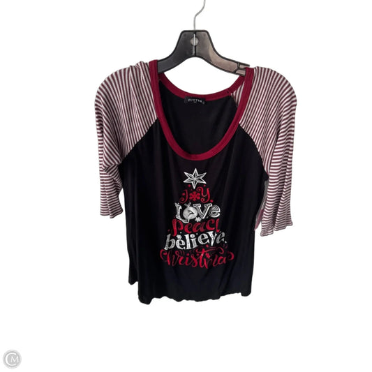 Top 3/4 Sleeve By Zutter In Black & Red, Size: L