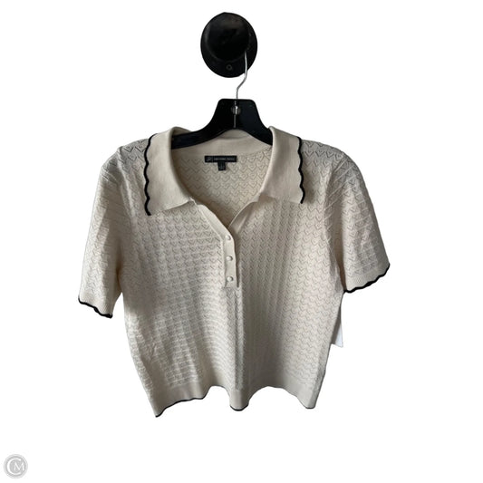 Sweater Short Sleeve By Adrianna Papell In Black & Cream, Size: L