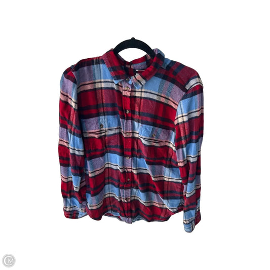 Top Long Sleeve By American Eagle In Blue & Red, Size: L