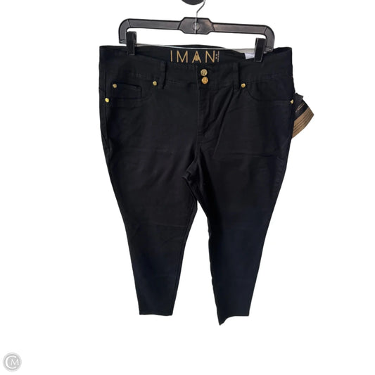 Jeans Skinny By Iman In Black Denim, Size: 16