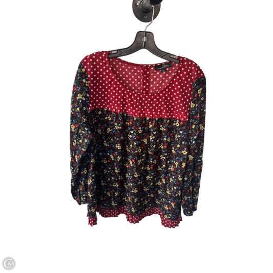 Top Long Sleeve By Suzanne Betro In Black & Red, Size: Xl