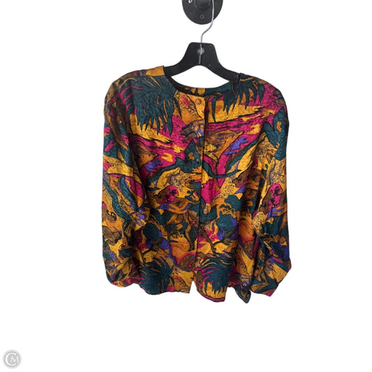 Blouse Long Sleeve By Doncaster In Green & Yellow, Size: L