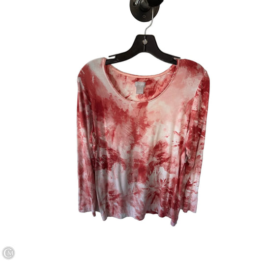 Top Long Sleeve By Chicos In Pink & White, Size: L