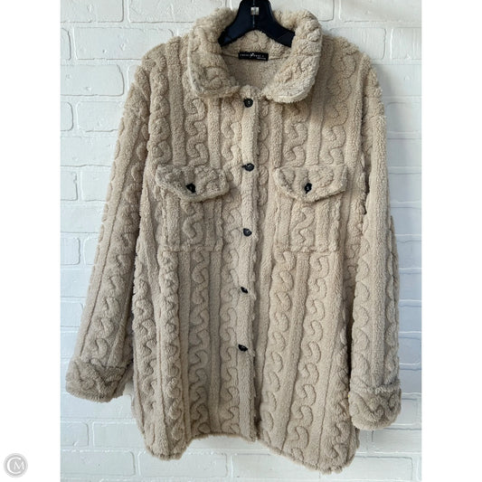 Jacket Shirt By Emery Rose In Tan, Size: L