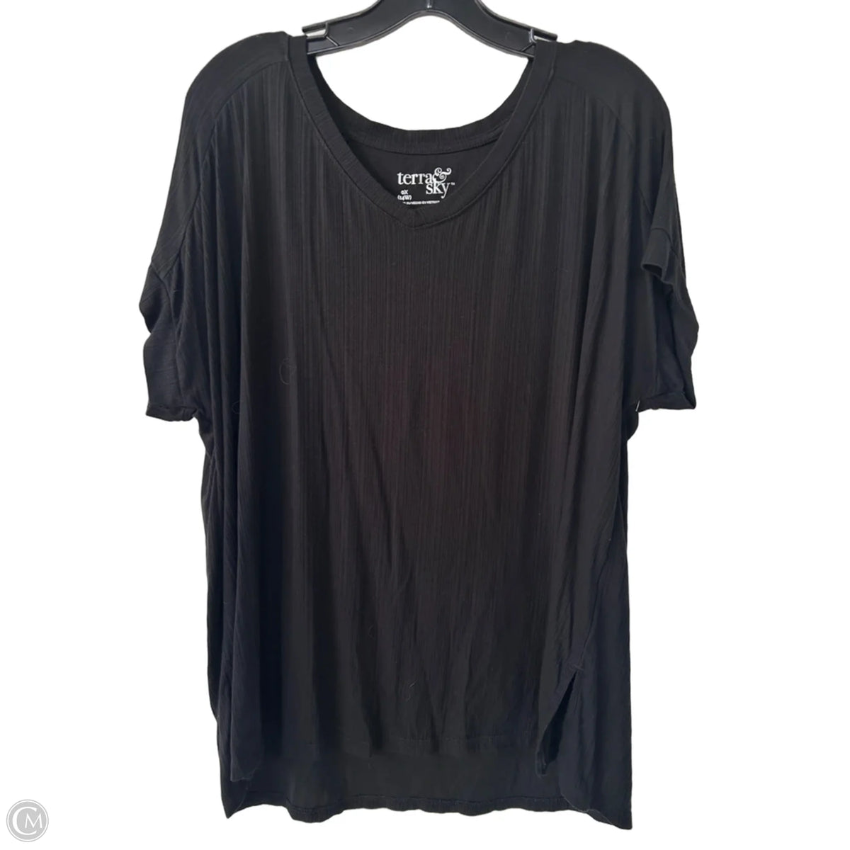 Top Short Sleeve Basic By Terra & Sky In Black, Size: 0x