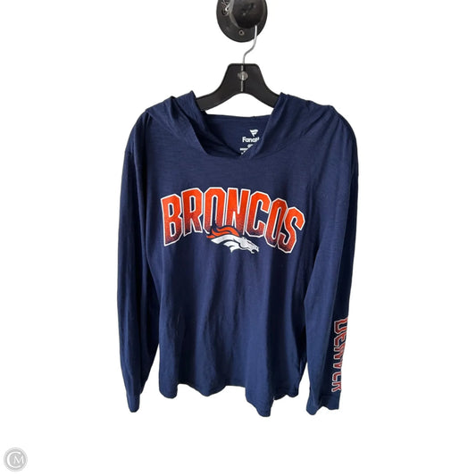 Top Long Sleeve By Fanatics In Blue & Orange, Size: Xl