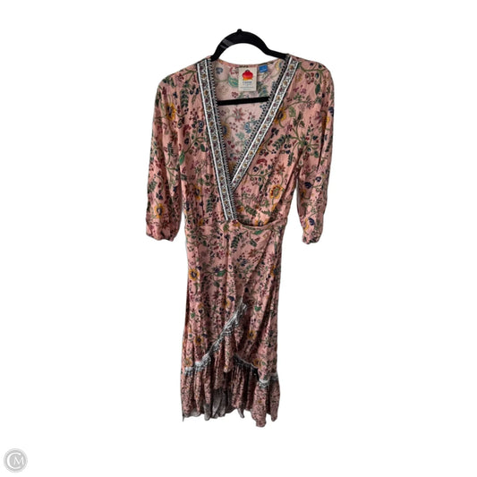 Dress Designer By Farm Rio In Green & Pink, Size: S