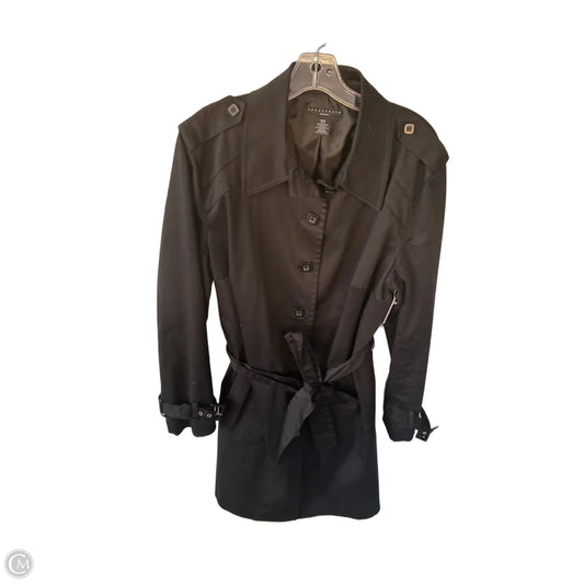 Coat Trench Coat By Apostrophe In Black, Size: 1x