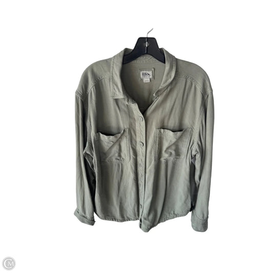 Jacket Shirt By Eddie Bauer In Green, Size: L