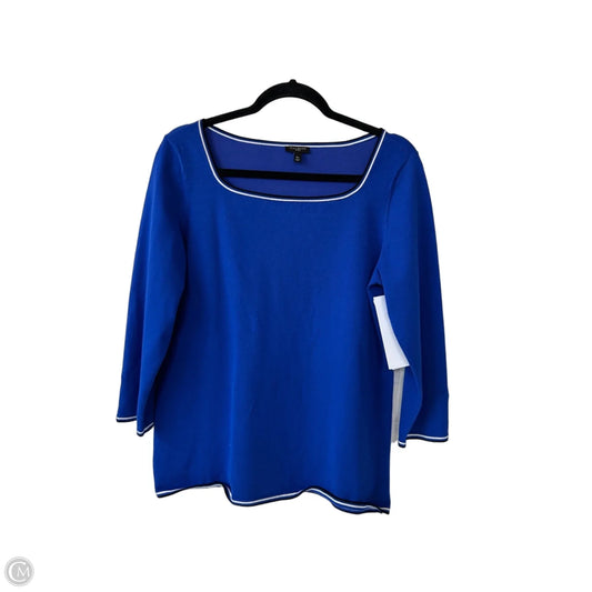 Sweater By Talbots In Blue & White, Size: Mp