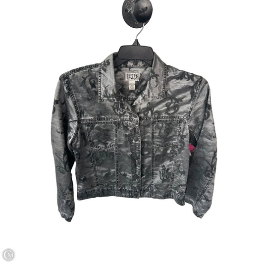 Jacket Denim By Chicos In Grey, Size: M