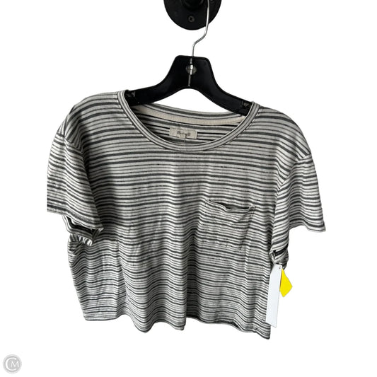 Top Short Sleeve By Madewell In Grey & White, Size: L