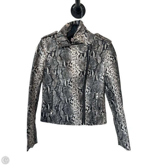 Jacket Moto By Philosophy In Snakeskin Print, Size: M
