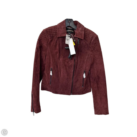 Jacket Moto Leather By Express In Red, Size: Xs