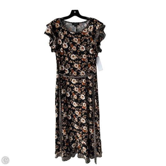 Dress Casual Midi By Perceptions In Black & Brown, Size: L