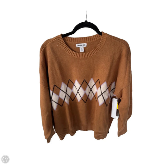 Sweater By Lands End In Brown & Cream, Size: L