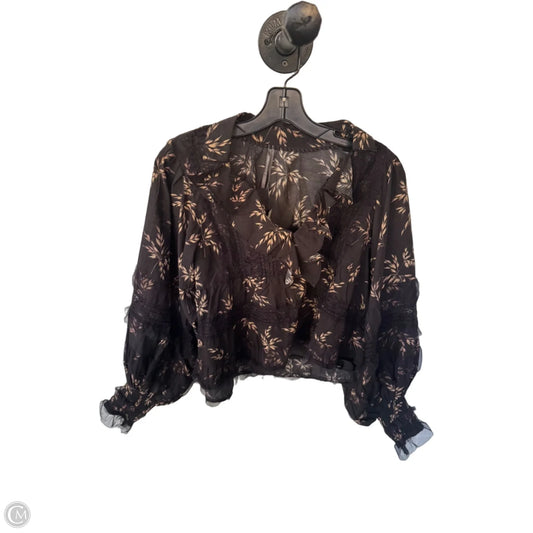 Top Long Sleeve By Anthropologie In Black & Tan, Size: Xs