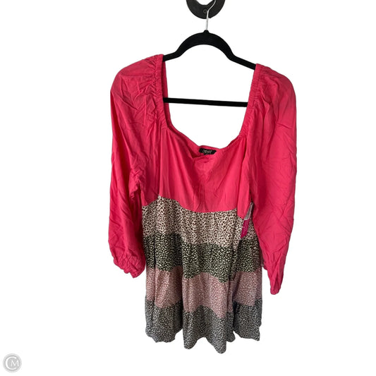 Dress Casual Short By Oddi In Pink & Tan, Size: 2x